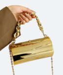 Gold Acrylic Chain Barrel Clutch - Torfeo