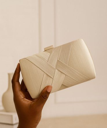 Beige Criss-cross Tassel Clutch - TORFEO