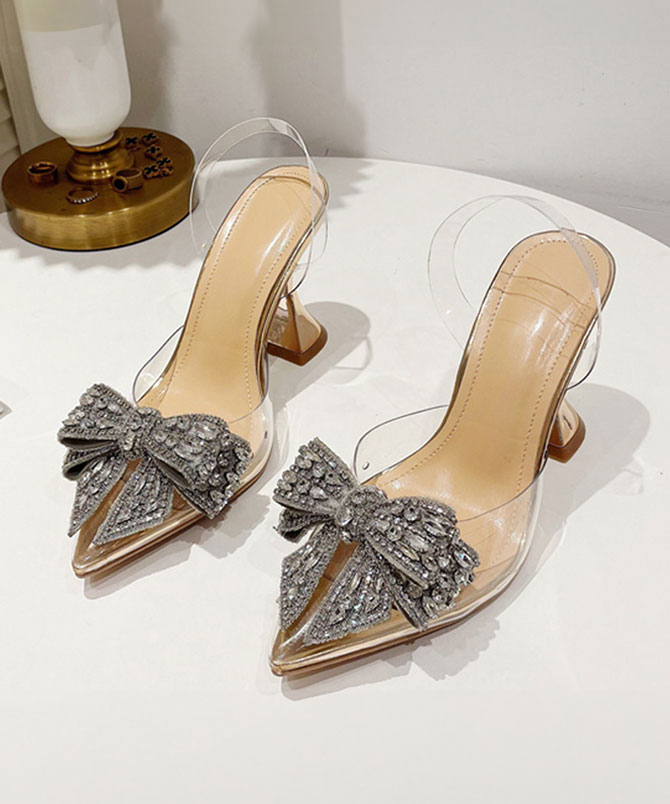 Bowknot Crystal PVC Heels - Torfeo