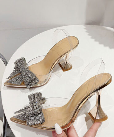 Bowknot Crystal PVC Heels - Torfeo