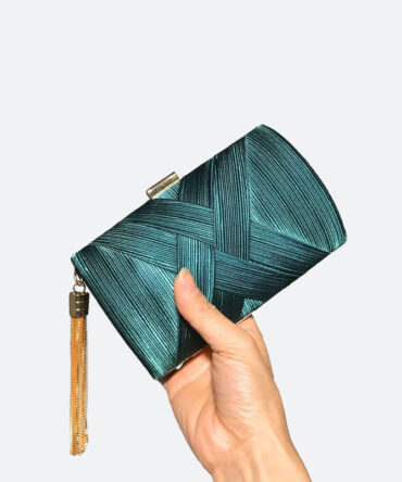 Green Criss-cross Tassel Clutch - Torfeo