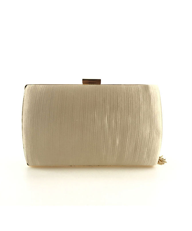 Light Gold Criss-cross Tassel Clutch - Torfeo