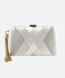 Silver Criss-cross Tassel Clutch - Torfeo