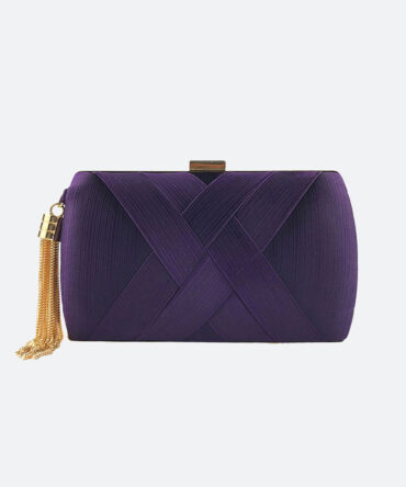 Purple Criss-cross Tassel Clutch - Torfeo