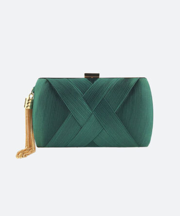 Green Criss-cross Tassel Clutch - Torfeo