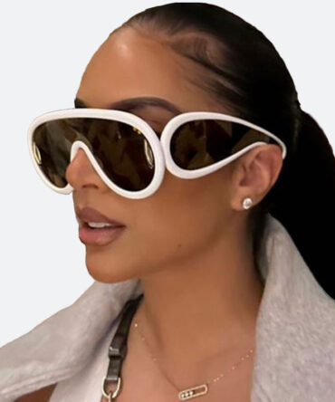 White Frame Brown Lens Diva Luxe Punk Sunglasses - Torfeo