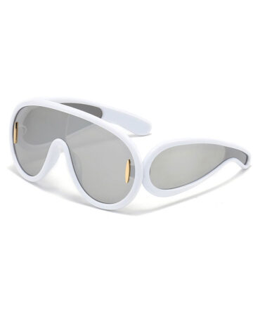 White Frame Silver Lens Diva Luxe Punk Sunglasses - Torfeo