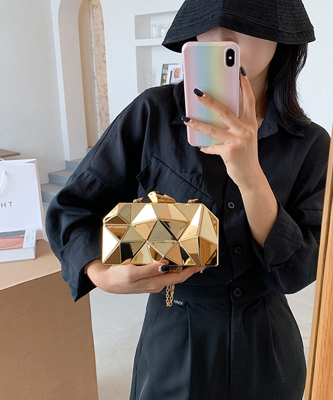 Gold Geometric Gold Clutch - Torfeo