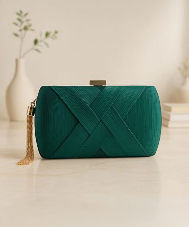 Green Criss-cross Tassel Clutch - TORFEO