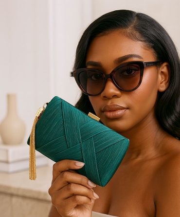 Green Criss-cross Tassel Clutch - TORFEO