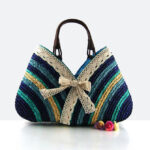 Lace-on Stripes Straw Bag