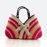 Lace-on Stripes Straw Bag
