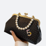 Black Pearl Chain Clutch Bag - Torfeo