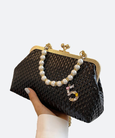 Black Pearl Chain Clutch Bag - Torfeo