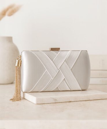Silver Criss-cross Tassel Clutch - TORFEO