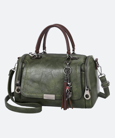 Green Tassel Decor Barrel Handbag - Torfeo