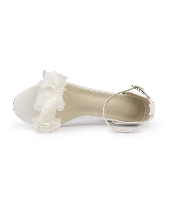 White Appliques Block Heels - Torfeo