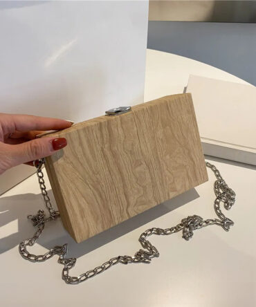 Wood Grain Box Clutch Bag - Torfeo