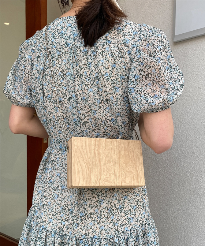 Wood Grain Box Clutch Bag - Torfeo