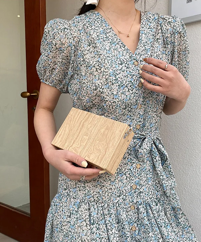 Wood Grain Box Clutch Bag - Torfeo