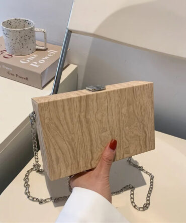 Wood Grain Box Clutch Bag - Torfeo