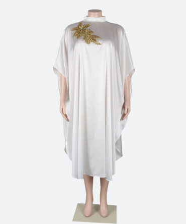 White Batwing Asymmetrical Dress - Torfeo