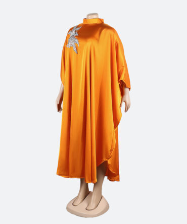 Orange Batwing Asymmetrical Dress - Torfeo