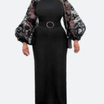Belted Black Maxi Dress - Torfeo
