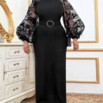 Belted Black Maxi Dress - Torfeo