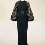 Belted Black Maxi Dress - Torfeo