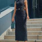 Bubble Textured Sleeveless Dress - Torfeo