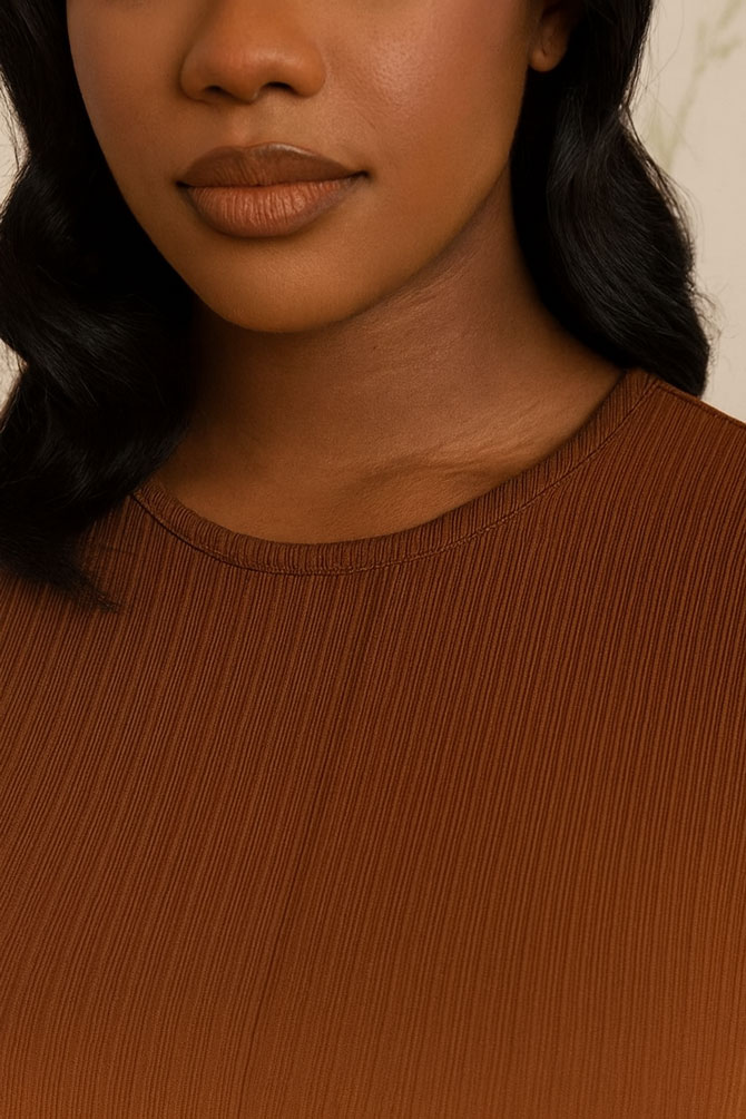 Coffee O-Neck Bodycon Maxi Dress - TORFEO