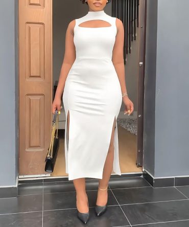 White Sweet Bodycon Dress - TORFEO