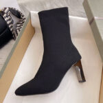 Black Knitted Mid-calf Sock Boots - Torfeo