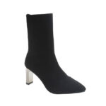 Black Knitted Mid-calf Sock Boots - Torfeo