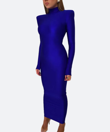 Blue Long Sleeve Bodycon Dress - Torfeo