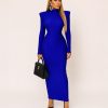 Blue Long Sleeve Bodycon Dress - TORFEO