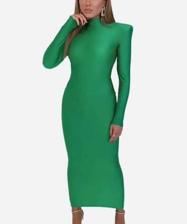 Green Long Sleeve Bodycon Dress - Torfeo