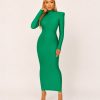 Green Long Sleeve Bodycon Dress - TORFEO