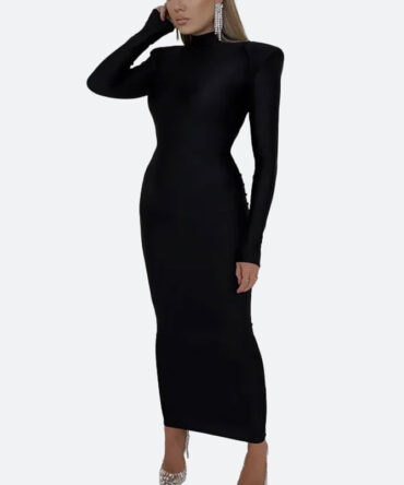 Black Long Sleeve Bodycon Dress - Torfeo