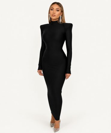 Black Long Sleeve Bodycon Dress - TORFEO