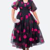 Mesh Floral Flare Dress - Torfeo