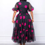 Mesh Floral Flare Dress - Torfeo