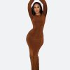 Auburn O-Neck Bodycon Maxi Dress - Torfeo