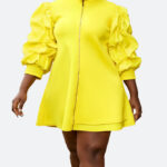 Puff Sleeve Zip-Up Dress