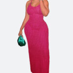 Rose Pink Spaghetti Strap Long Dress - Torfeo