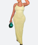 Yellow Spaghetti Strap Long Dress - Torfeo