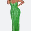 Green Spaghetti Strap Long Dress - Torfeo