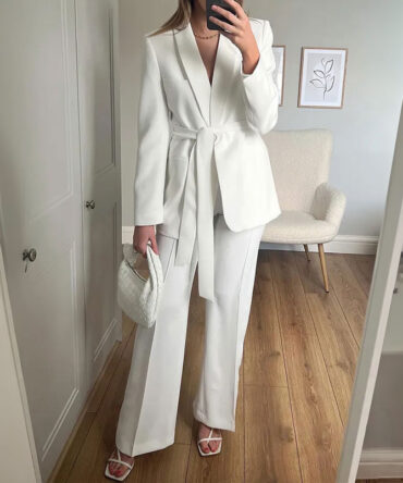 White Street Chic Pant Suit Set - Torfeo