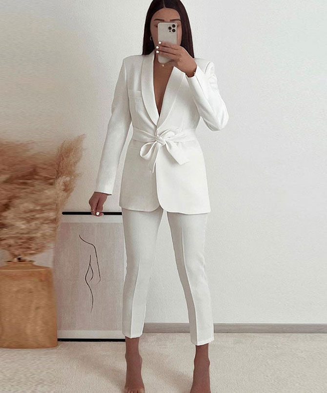 White Street Chic Pant Suit Set - Torfeo